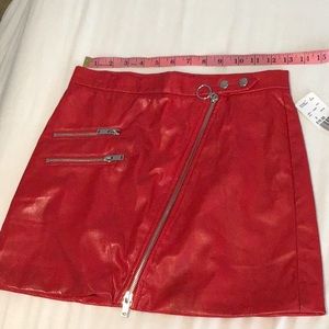 Red leather skirt